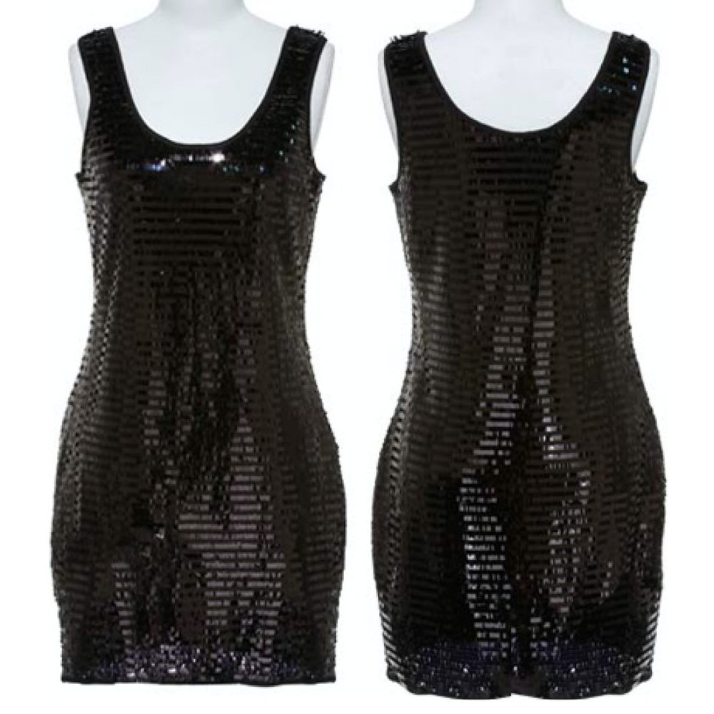 Romeo & Juliet Black Sequin Dress Large